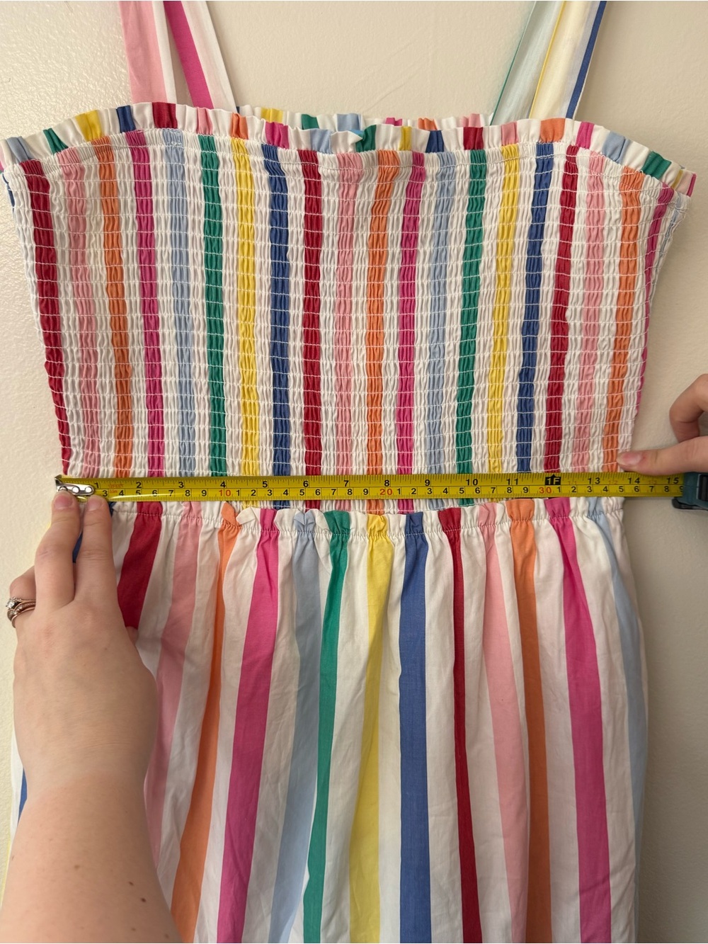 DRAPER JAMES RSVP Tiered Rainbow Pride Maxi Dress w Bow Straps & Pockets Size S - Picture 13 of 15